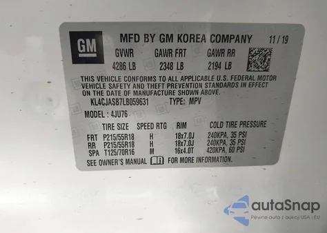 2020 Buick Encore Fwd Preferred из США, поврежденный, VIN KL4CJASB7LB059631